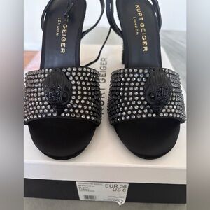 Kurt Geiger Black Studded Logo Sandals 6